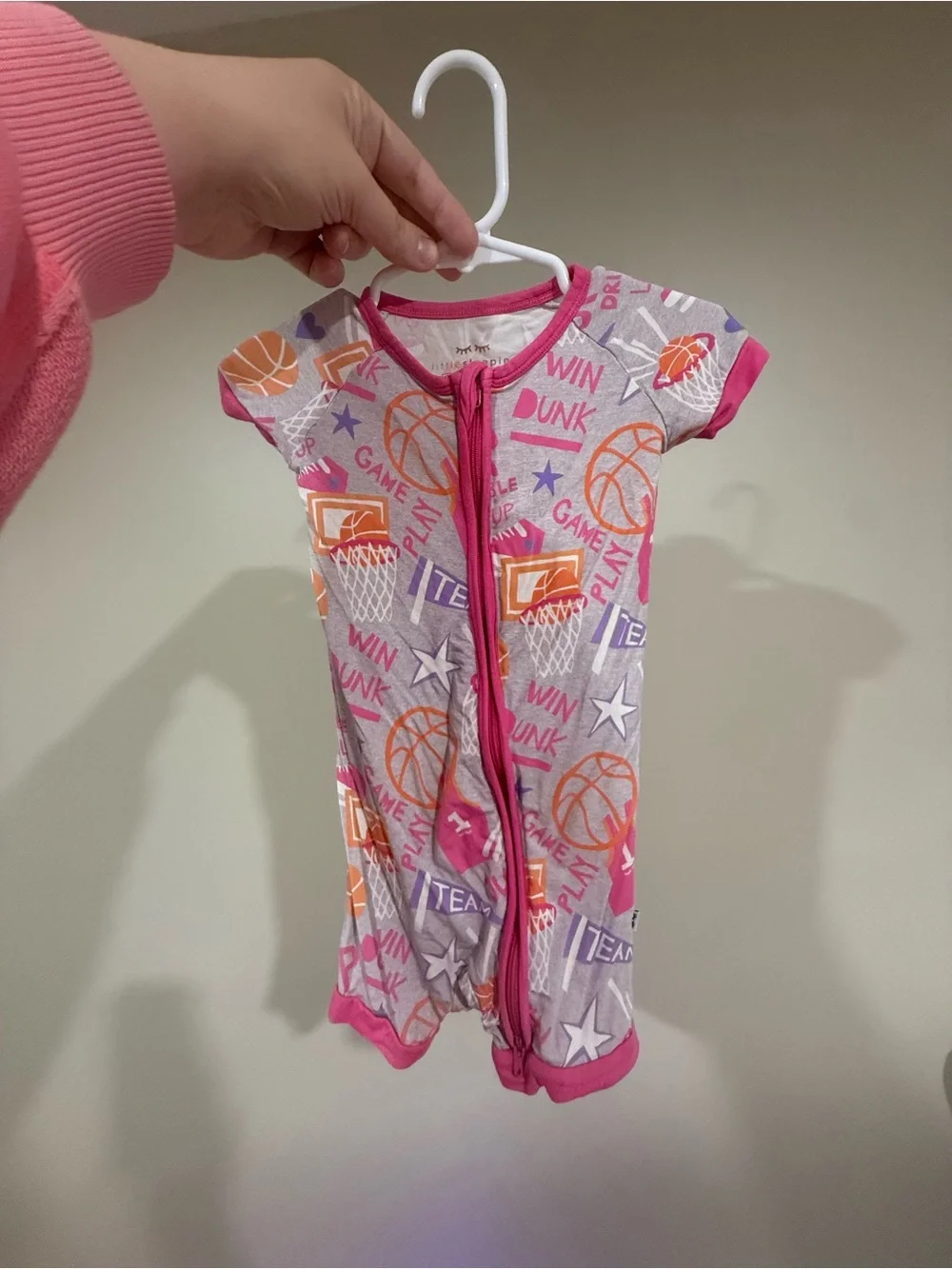 Little Sleepies Pink & Orange Basketball Zip One-Piece